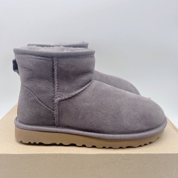 UGG Classic Mini II Genuine Shearling Lined Boots Sheepskin Charcoal Gray US 6 - Picture 4 of 9